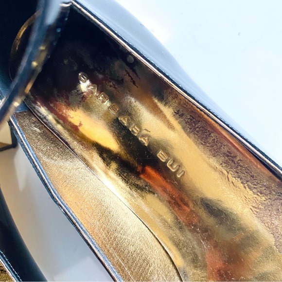 Barbara BUI black and gold patent leather buckle ankle flats - Picture 6 of 11